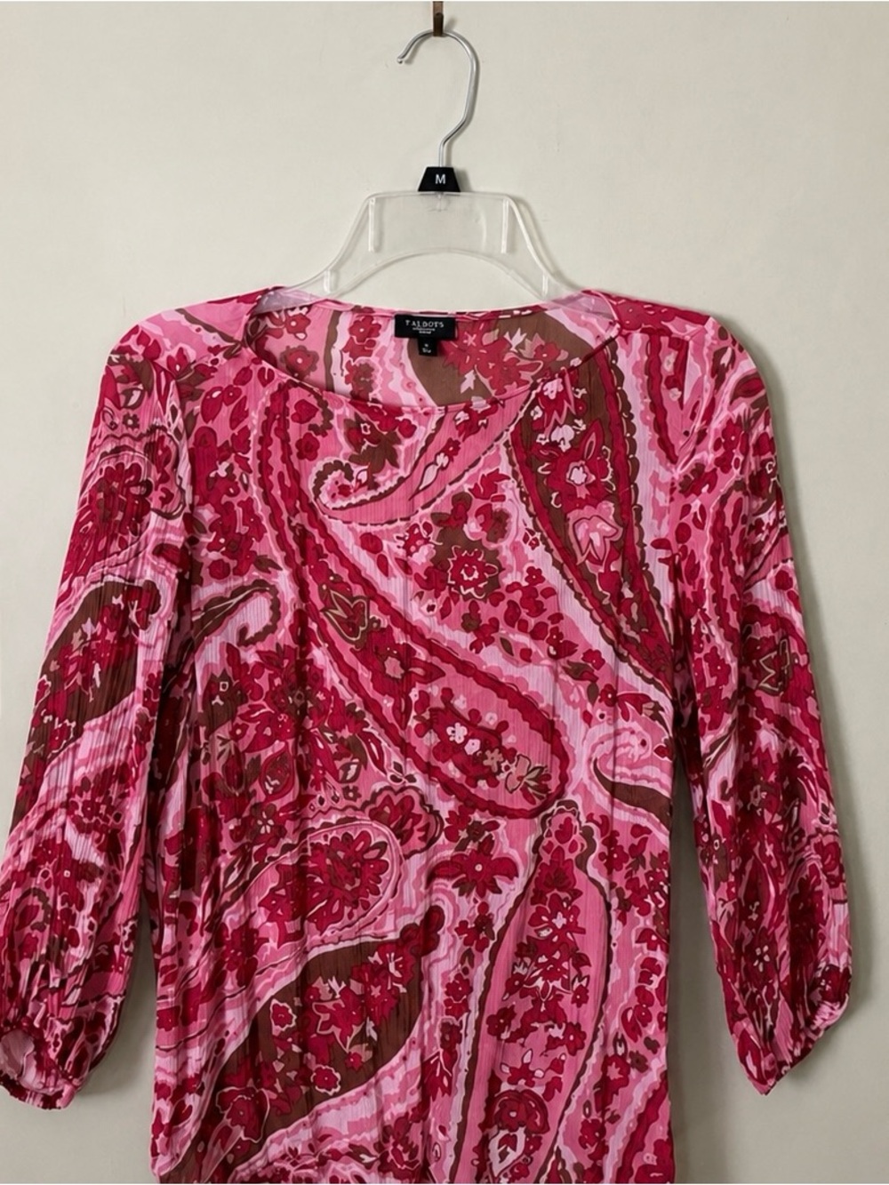 Talbots Petites 100% Silk Paisley Blouse Pink Top 4P Worn Once
